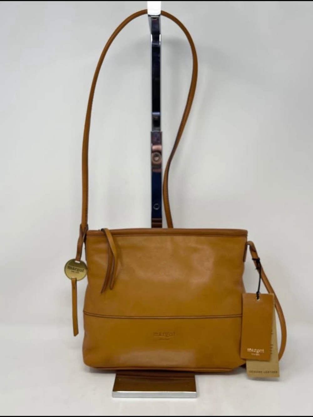 margot Tan Leather Crossbody Tote